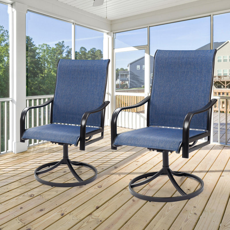 Kozyard Patio Swivel Dining Chairs Set of 2 Swivel Outdoor Chairs High Back with All Weather Breathable Textilene