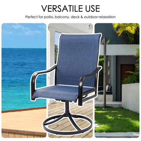 Kozyard Patio Swivel Dining Chairs 2 Swivel Outdoor Chairs High Back Breathable Textilene