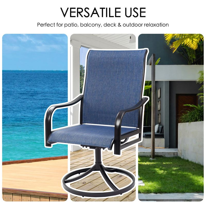 Kozyard Patio Swivel Dining Chairs Set of 2 Swivel Outdoor Chairs High Back with All Weather Breathable Textilene