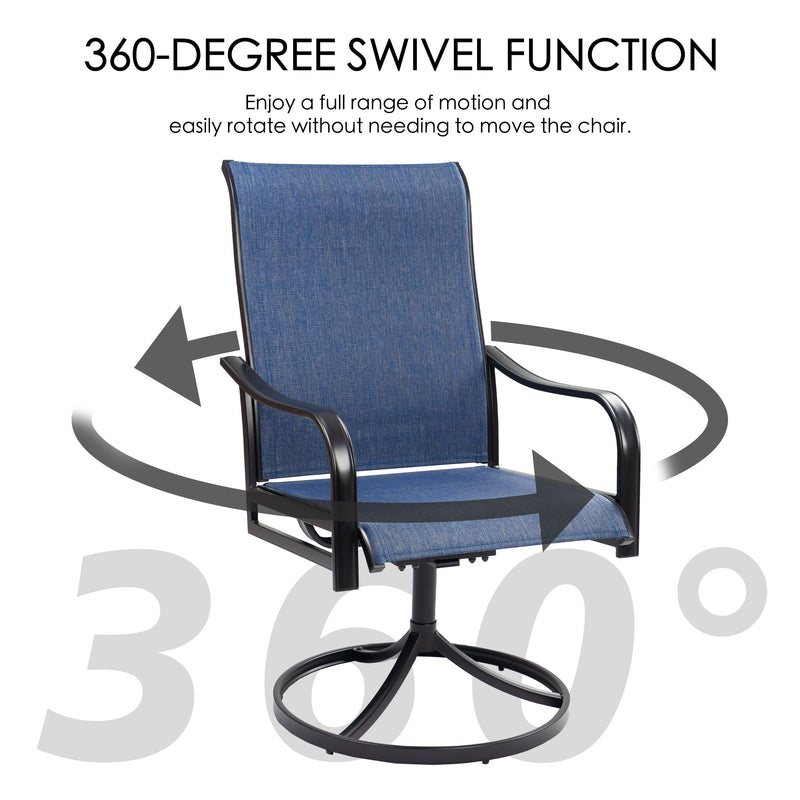 Kozyard Patio Swivel Dining Chairs Set of 2 Swivel Outdoor Chairs High Back with All Weather Breathable Textilene