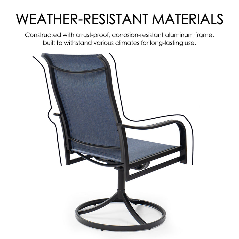 Kozyard Patio Swivel Dining Chairs Set of 2 Swivel Outdoor Chairs High Back with All Weather Breathable Textilene