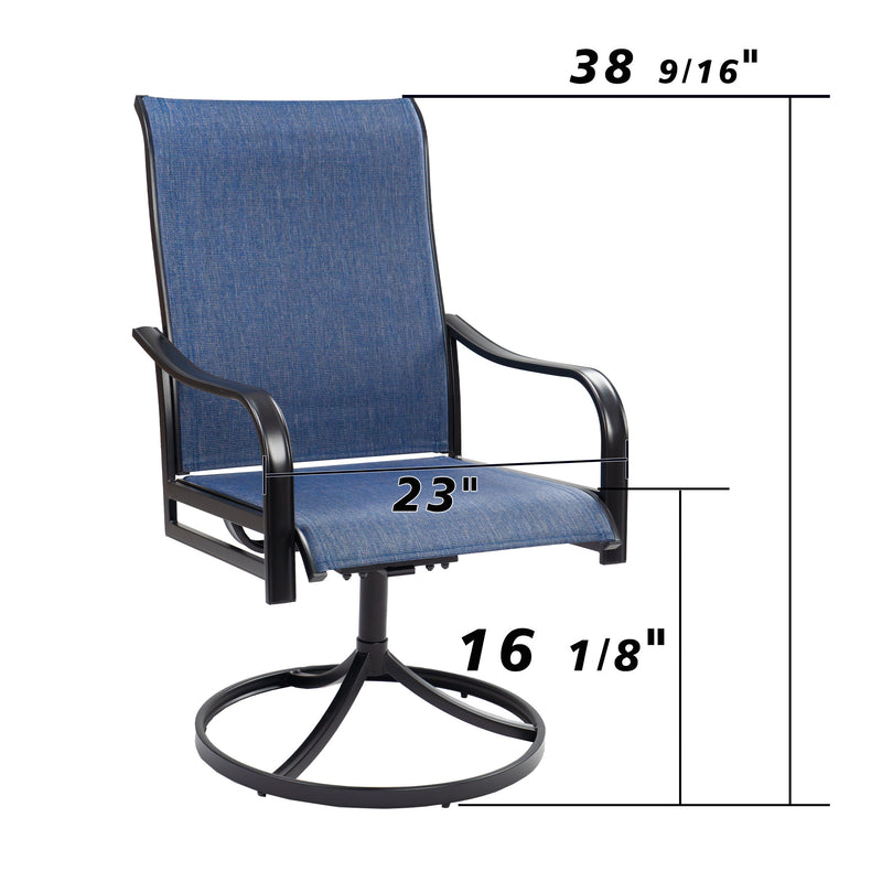 Kozyard Patio Swivel Dining Chairs Set of 2 Swivel Outdoor Chairs High Back with All Weather Breathable Textilene