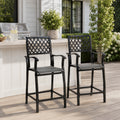 Kozyard patio bar height stools set of 2, outdoor counter height chairs placed by poolside bar island and resort lounge, premium all weather backyard bistro dining furniture for entertainment.