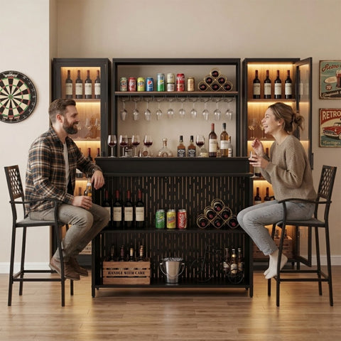 Kozyard indoor home bar stools set with back and footrest, elegant counter height chairs used at basement bar, kitchen island and pub table, cozy dining furniture for family gathering and party.