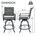 kozyard Patio Swivel Bar Stools, Outdoor Bar Height Chairs with Clear Dimensions, 260 LBS Load Capacity, Breathable Textilene Fabric & Sturdy Metal Frame, Ideal for Patio, Porch, Garden
