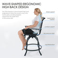 kozyard Outdoor Swivel Bar Stools, Patio Bar Chairs with Wave-Shaped Ergonomic High Back Design, Breathable Textilene Fabric & Sturdy Metal Frame, Comfortable Support for Patio, Poolside
