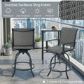 kozyard Patio Swivel Bar Stools, Outdoor Bar Height Chairs with Durable Textilene Sling Fabric, All-Weather Resistant, Waterproof, Sunproof, Sturdy Metal Frame for Patio, Balcony, Backyard
