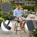 kozyard All-Weather Swivel Bar Stools, Outdoor Patio Bar Chairs with High-Quality Textilene Fabric, Wrought Iron Frame & Anti-Scratch Footrest, 360° Swivel for Patio, Poolside, Garden
