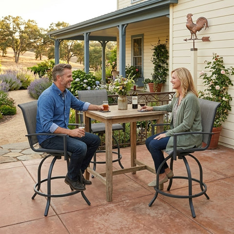 kozyard Patio Swivel Bar Stools Set of 2, Outdoor Bar Height Chairs with 360° Swivel, Breathable Textilene Fabric & Sturdy Metal Frame, Perfect for Patio, Backyard, Porch, Outdoor Dining
