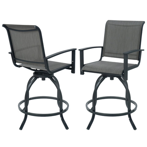 kozyard Outdoor Swivel Bar Stools Set of 2, Patio Bar Height Chairs with 360° Swivel, Breathable Textilene Fabric & Sturdy Metal Frame, Ideal for Patio, Poolside, Balcony, Backyard, Garden
