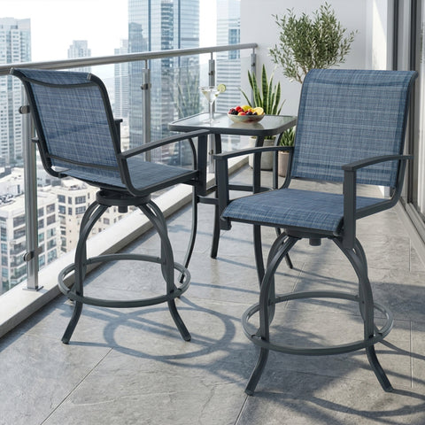 kozyard Outdoor Swivel Bar Stools Set of 2, Patio Bar Height Chairs with 360° Swivel, Breathable Textilene Fabric & Sturdy Metal Frame, Perfect for Patio, Poolside, Backyard, Balcony
