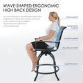kozyard Outdoor Swivel Bar Stools, Patio Bar Chairs with Wave-Shaped Ergonomic High Back Design, Breathable Textilene Fabric & Sturdy Metal Frame, Comfortable Support for Patio, Poolside
