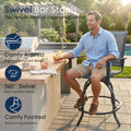 kozyard Outdoor Swivel Bar Stools, Patio Bar Chairs with 360° Swivel, Ergonomic Armrest & Comfy Footrest, Breathable Textilene Fabric & Sturdy Metal Frame for Patio, Poolside, Balcony
