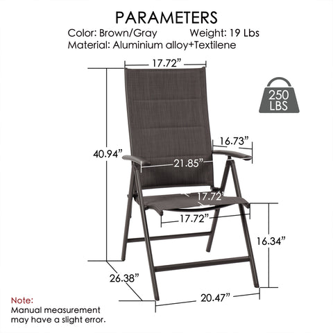 kozyard Outdoor Patio Folding Chairs, Perfect for Poolside, Garden, Terrace & Patio, Gray Textilene, Aluminum Frame
