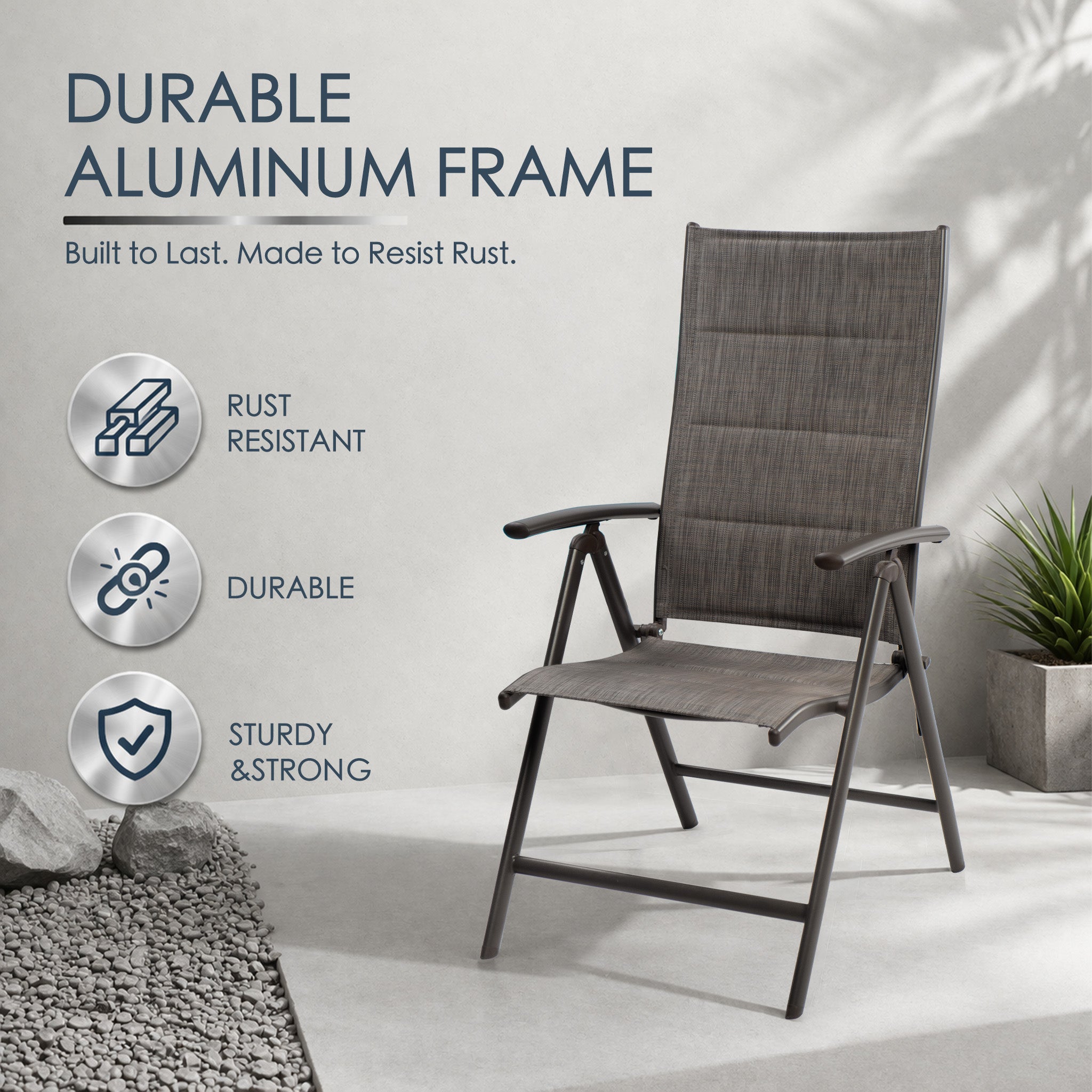 Kozyard 2-Piece Outdoor Patio Dining Chairs, Folding Reclining