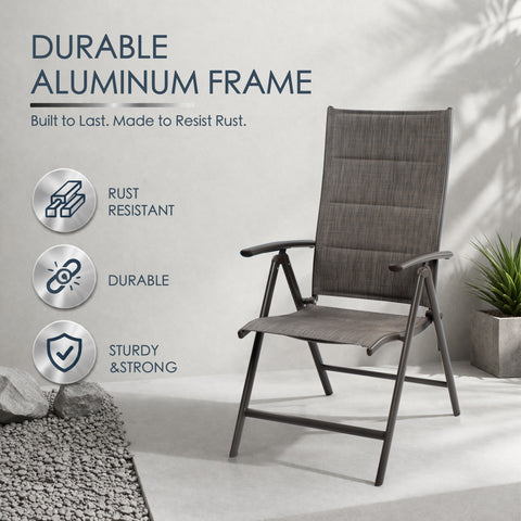 kozyard Outdoor Patio Folding Chair, Dimensions: 40.94" H x 26.38" W x 20.47" D, 250 lbs Weight Capacity, Aluminum Alloy + Textilene
