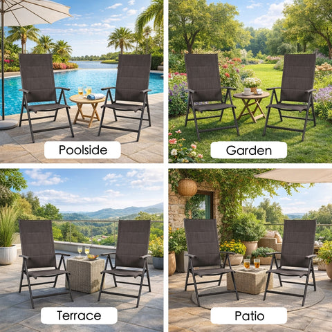 kozyard Outdoor Patio Folding Chair, Durable Aluminum Frame, Rust Resistant, Sturdy & Strong, All-Weather for Outdoor Use
