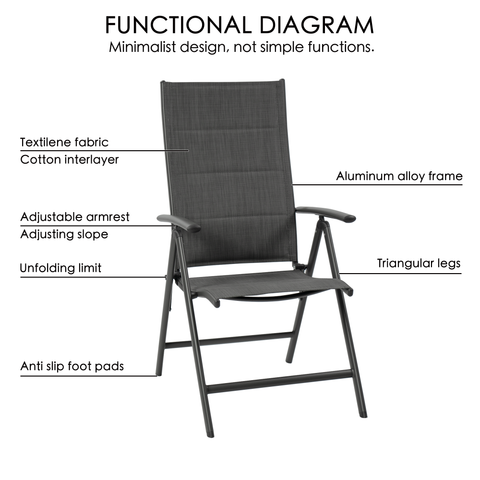 Kozyard Prakrit Folding Patio Dining Chair Breathable Textilene Padded, Foldable Deck Chairs