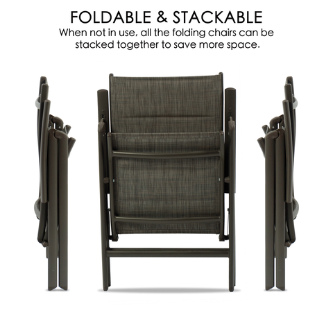 Kozyard Prakrit Folding Patio Dining Chair Breathable Textilene Padded, Foldable Deck Chairs