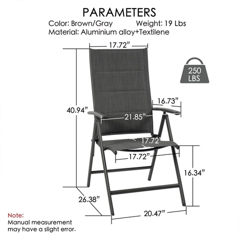 kozyard Outdoor Patio Folding Chairs, Perfect for Poolside, Garden, Terrace & Patio, Gray Textilene, Aluminum Frame
