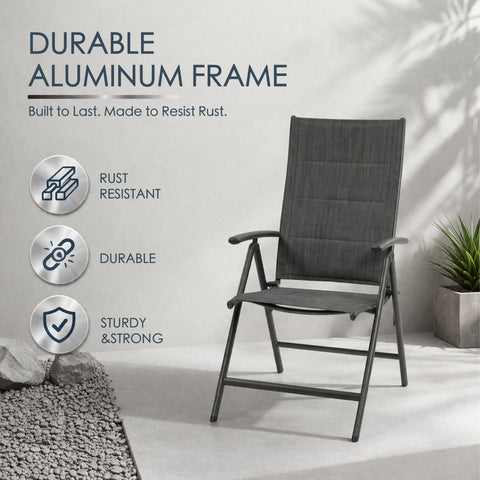 kozyard Outdoor Patio Folding Chair, Dimensions: 40.94" H x 26.38" W x 20.47" D, 250 lbs Weight Capacity, Aluminum Alloy + Textilene

