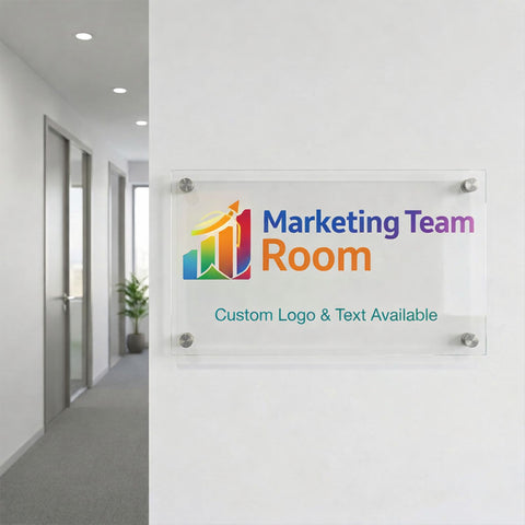 Kozyard Premium Acrylic Business Sign – Clear acrylic with custom 3D logo & text, durable 0.3" thickness, professional office decor
