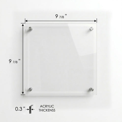 Kozyard Square Acrylic Sign – 9 7/8" x 9 7/8" x 0.3" dimensions, thick transparent acrylic, long-lasting custom signage
