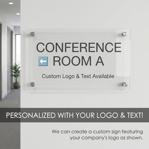 Kozyard Custom Clear Acrylic Door Sign – Personalized logo & text, transparent acrylic, modern office directional sign with sharp printing
