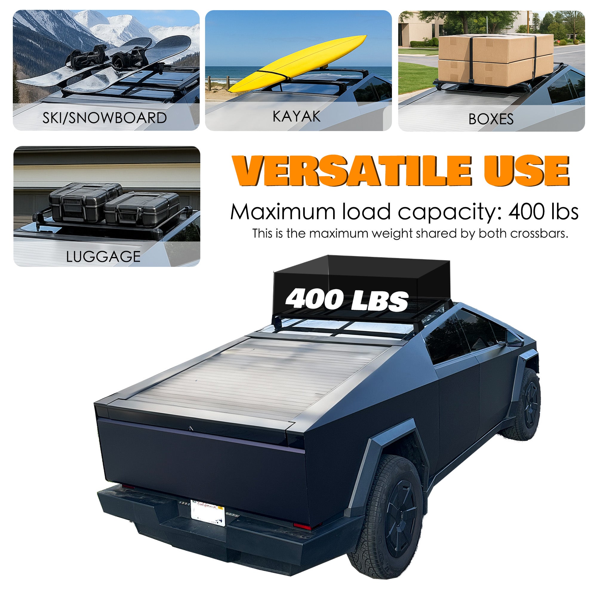 Kozyard Roof Rack Crossbars for Tesla Cybertruck 2024+, 2Bars