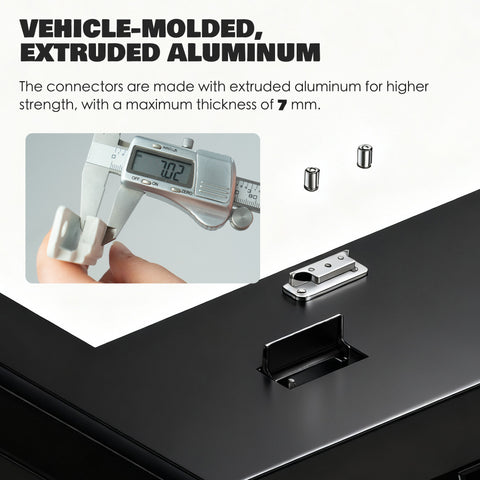kozyard Tesla Cybertruck Roof Rack, Extruded Aluminum Connectors (Up to 7mm Thickness), Vehicle-Molded Precision Fit, High-Strength Durable Cargo Carrier Cross Bars
