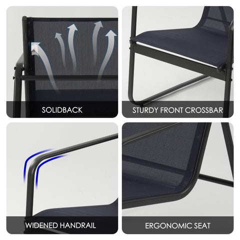 kozyard Patio Conversation Set, Solid Back, Sturdy Front Crossbar, Widened Handrail & Ergonomic Seat, Textilene Fabric & Steel Frame for Outdoor Use
