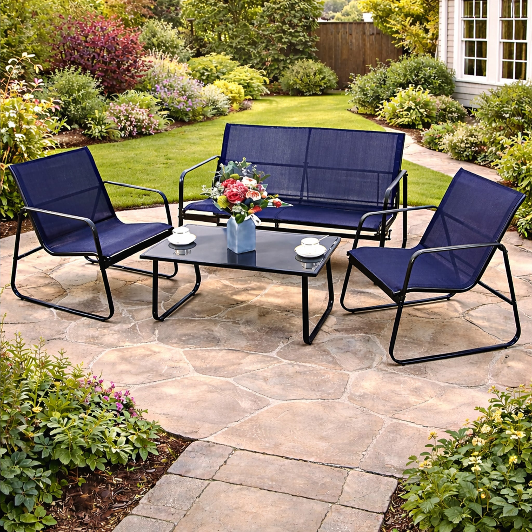 Kozyard Sofia 4-Piece Patio Conversation Set, Outdoor Furniture