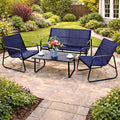kozyard 4-Piece Outdoor Patio Set, Textilene Loveseat & Chairs with Glass Coffee Table, Weather-Resistant Garden Furniture for Lawn & Backyard Relaxation
