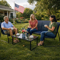 kozyard 4-Piece Outdoor Patio Conversation Set, Comfortable Textilene Seating with Glass Table, Perfect for Backyard Gatherings & Outdoor Socializing
