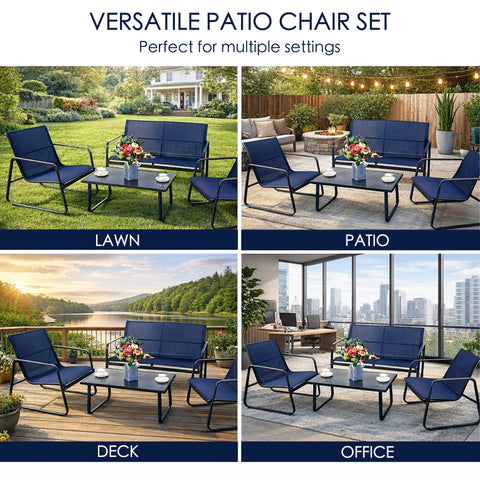 kozyard Patio Coffee Table, Tempered Glass Desktop, Easy to Clean & Elegant Design, Sturdy Steel Frame, Part of 4-Piece Outdoor Conversation Set
