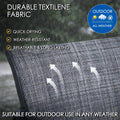 kozyard outdoor patio furniture fabric close-up, durable quick-drying weather-resistant breathable textilene material for all-weather use
