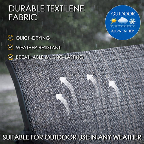 kozyard outdoor patio furniture fabric close-up, durable quick-drying weather-resistant breathable textilene material for all-weather use
