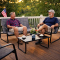 kozyard outdoor patio furniture set in use, 4-piece conversation set with loveseat and chairs for backyard gathering and relaxation
