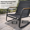 Kozyard weather-resistant outdoor rocking chair, rust-proof & corrosion-resistant metal frame, durable construction for all-season use, breathable textilene fabric with wooden armrests
