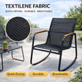 Kozyard outdoor patio chair with quick-drying textilene fabric, breathable, durable and long-lasting material, ergonomic rocking design with sturdy metal frame and wooden armrests
