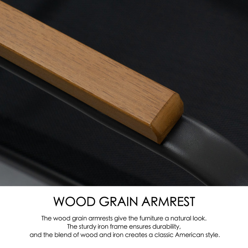 Wood Grain Armrest - Blending Aesthetics and Durability
The armrest with a wood grain finish imparts a natural aesthetic to the furniture. Coupled with a sturdy iron frame, it combines style and durability, embodying classic American design. Keywords: wood grain armrest, natural look, iron frame, classic American style
