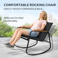 Kozyard comfortable outdoor rocking chair, gently rocks for relaxation, ergonomic curved seating, breathable textilene fabric & sturdy metal frame with wooden armrests
