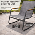Kozyard weather-resistant outdoor rocking chair, rust-proof & corrosion-resistant metal frame, durable construction for all-season use, breathable textilene fabric with wooden armrests
