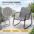 Kozyard outdoor patio chair with quick-drying textilene fabric, breathable, durable and long-lasting material, ergonomic rocking design with sturdy metal frame and wooden armrests
