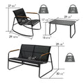 kozyard 4-Piece Outdoor Patio Set, 440 LBS Loveseat & 260 LBS Rocking Chair Capacity, Tempered Glass Table, Textilene Fabric & Steel Frame, Patio Furniture Specs

