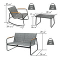 kozyard 4-Piece Outdoor Patio Set, 440 LBS Loveseat & 260 LBS Rocking Chair Capacity, Tempered Glass Table, Textilene Fabric & Steel Frame, Patio Furniture Specs
