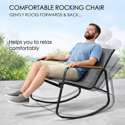 kozyard Comfortable Outdoor Rocking Chair, Gentle Forward & Back Swing Design, Helps Relax Comfortably, Textilene Fabric & Steel Frame, Part of Patio Conversation Set
