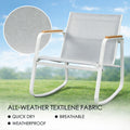 kozyard Outdoor Rocking Chair, Quick-Dry Breathable Textilene Fabric, Weatherproof & Mesh Weave Design, Part of 3-Piece Patio Bistro Set with Glass Table

