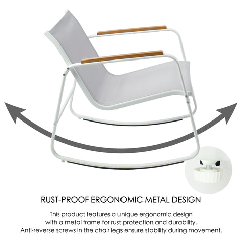 kozyard Outdoor Rocking Chairs, Rust-Proof Metal Frame with Anti-Reverse Screws, Ergonomic Contoured Design, All-Weather Textilene Seating for Patio & Garden
