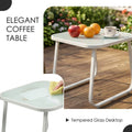 kozyard Patio Side Table, Elegant Tempered Glass Desktop Easy to Clean, Sturdy Metal Frame, Part of 3-Piece Outdoor Rocking Bistro Set with Textilene Chairs